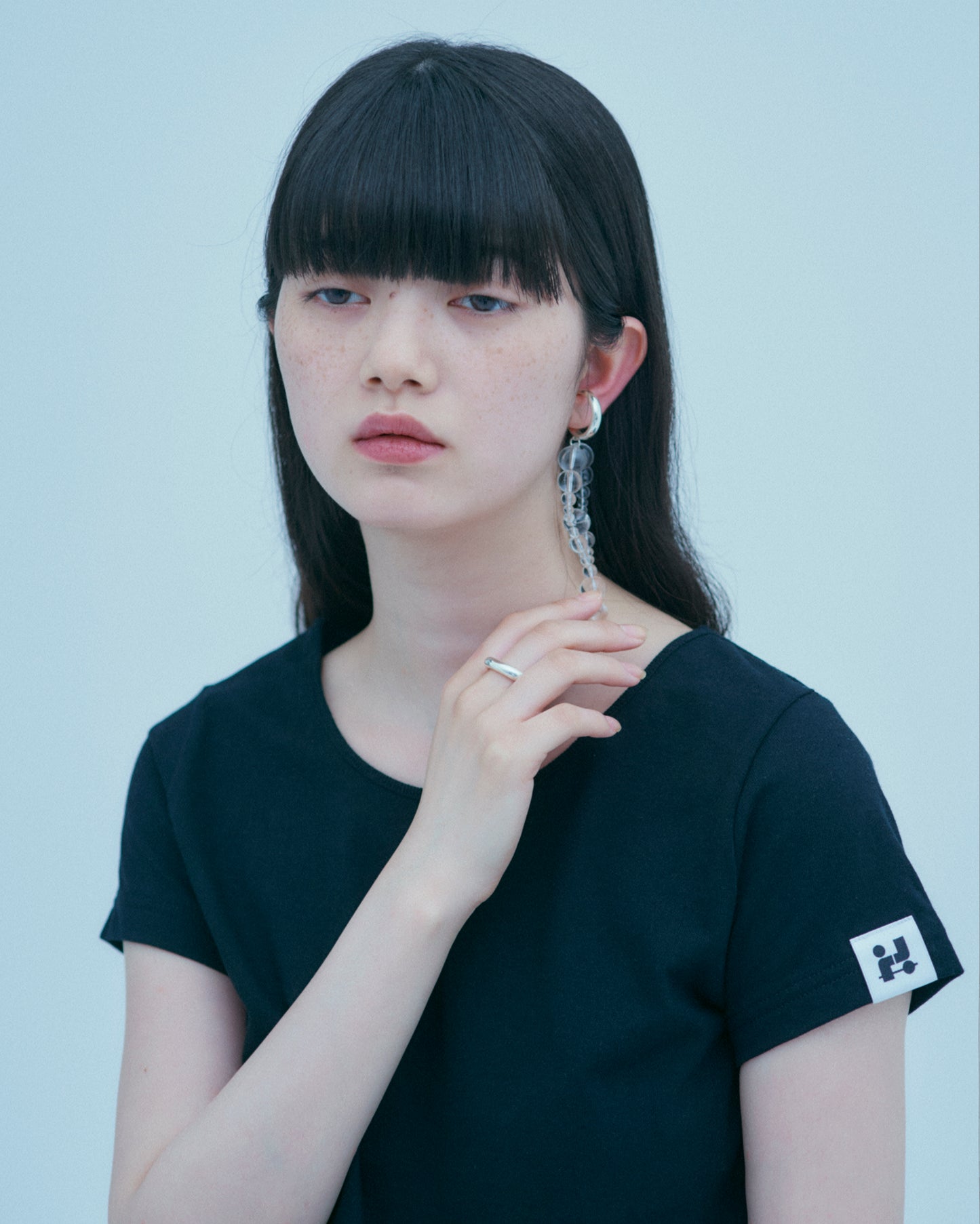 w/LISA (ウィズリサ) | CROPPED T-SHIRT (クロップドTシャツ) | カットソー  Tee タイト ジャスト シルエット ウィメンズ レディース ユニセックス 黒 白 ブラック ホワイト クルーネック コットン 小さい