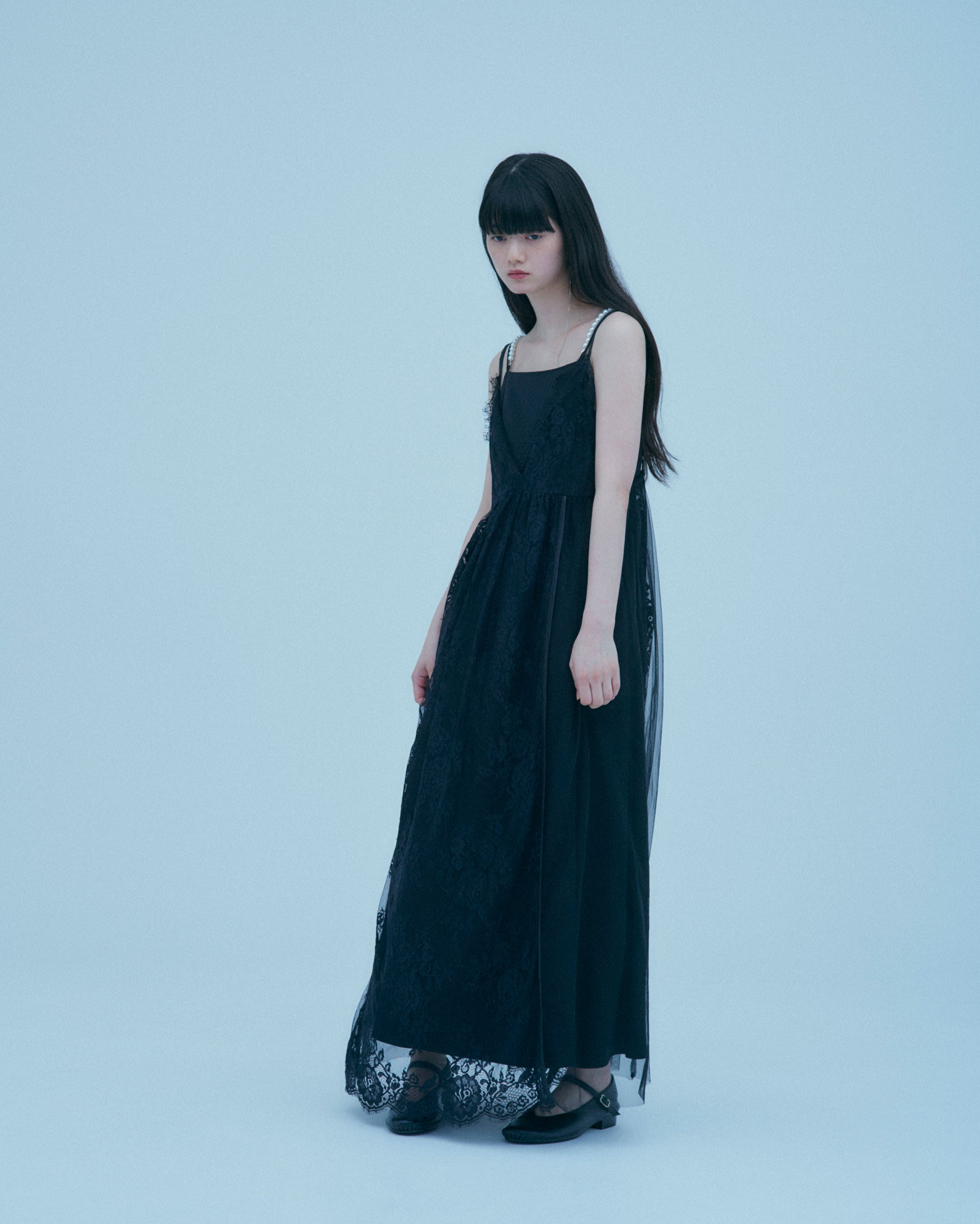 w/LISA (ウィズリサ) | LACE LAYERED DRESS (レースレイヤードドレス) | ワンピース 透け感 ロング シースルー レディース ウィメンズ 女性 大人 黒 ブラック マキシ 丈 ロング ドメスティック ブランド