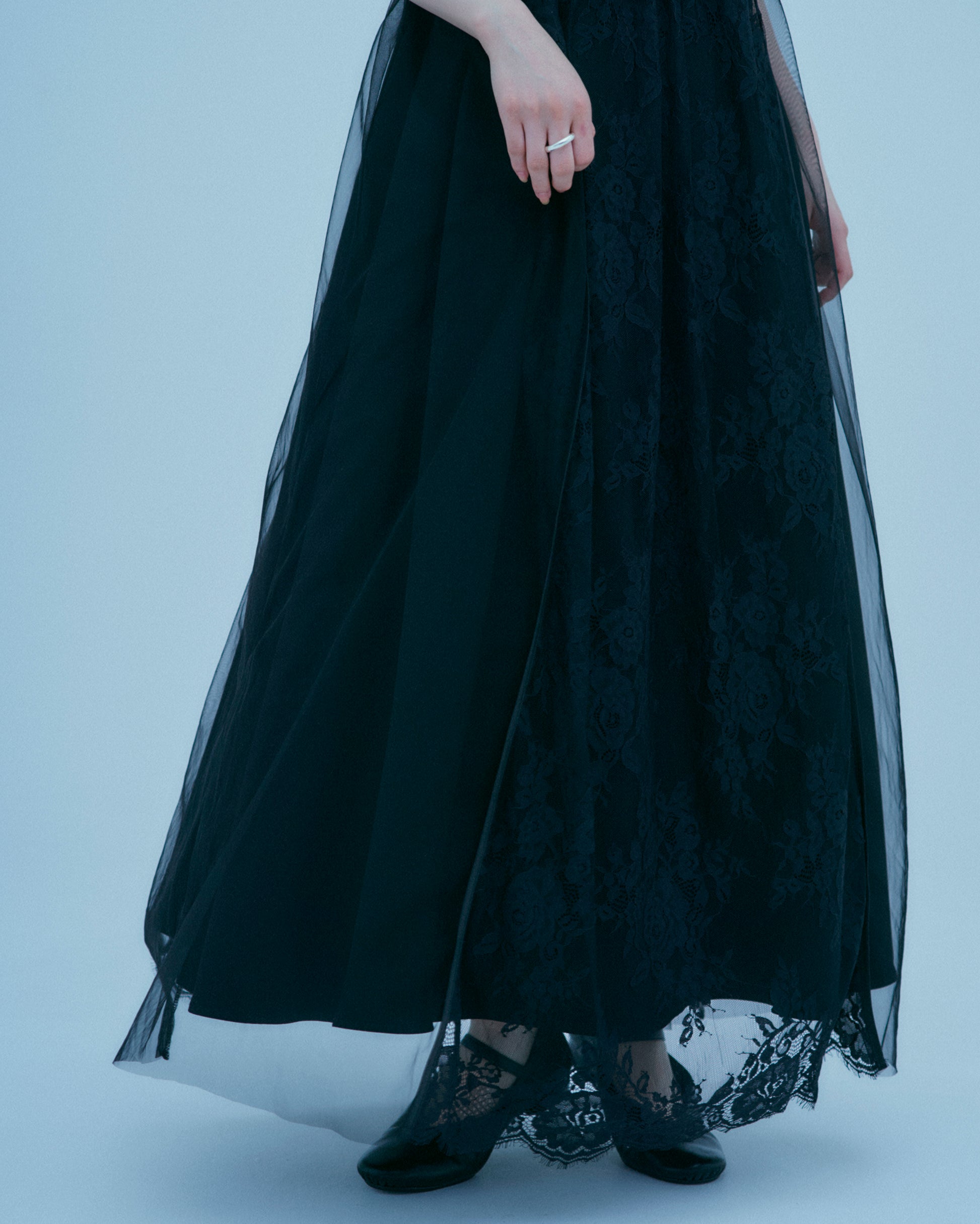 w/LISA (ウィズリサ) | LACE LAYERED DRESS (レースレイヤードドレス) | ワンピース 透け感 ロング シースルー レディース ウィメンズ 女性 大人 黒 ブラック マキシ 丈 ロング ドメスティック ブランド