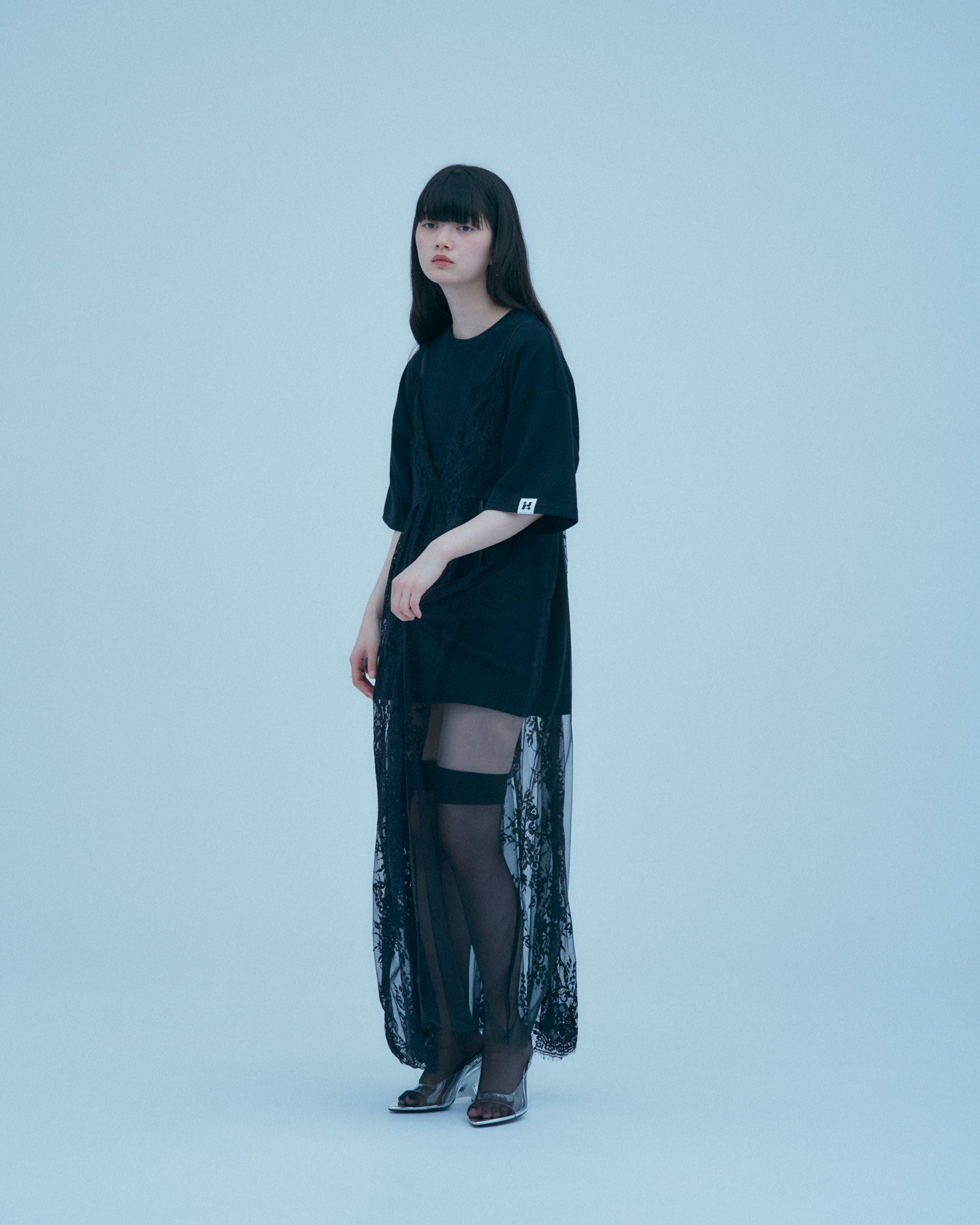 w/LISA (ウィズリサ) | LACE LAYERED DRESS (レースレイヤードドレス) | ワンピース 透け感 ロング シースルー レディース ウィメンズ 女性 大人 黒 ブラック マキシ 丈 ロング ドメスティック ブランド
