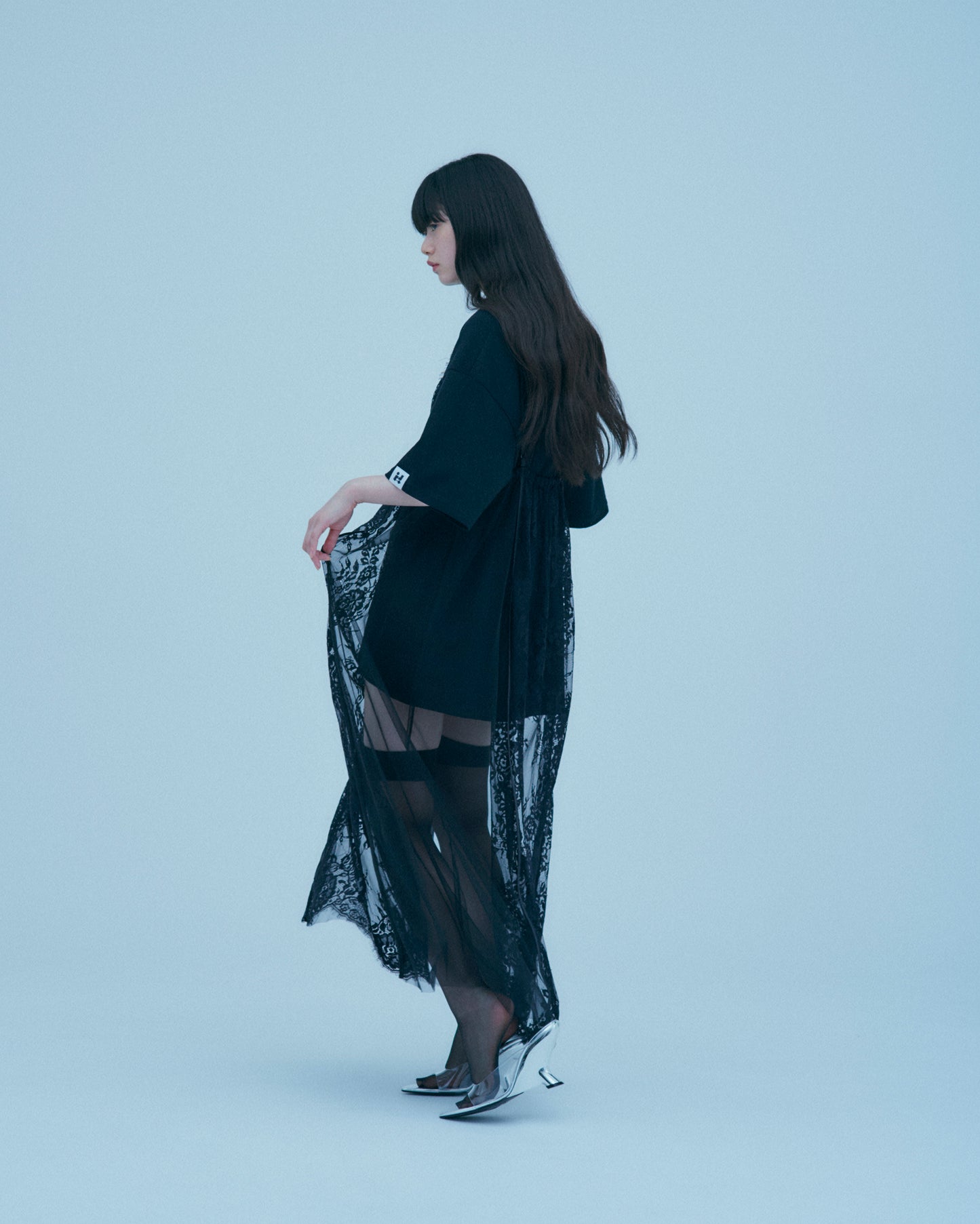 w/LISA (ウィズリサ) | LACE LAYERED DRESS (レースレイヤードドレス) | ワンピース 透け感 ロング シースルー レディース ウィメンズ 女性 大人 黒 ブラック マキシ 丈 ロング ドメスティック ブランド