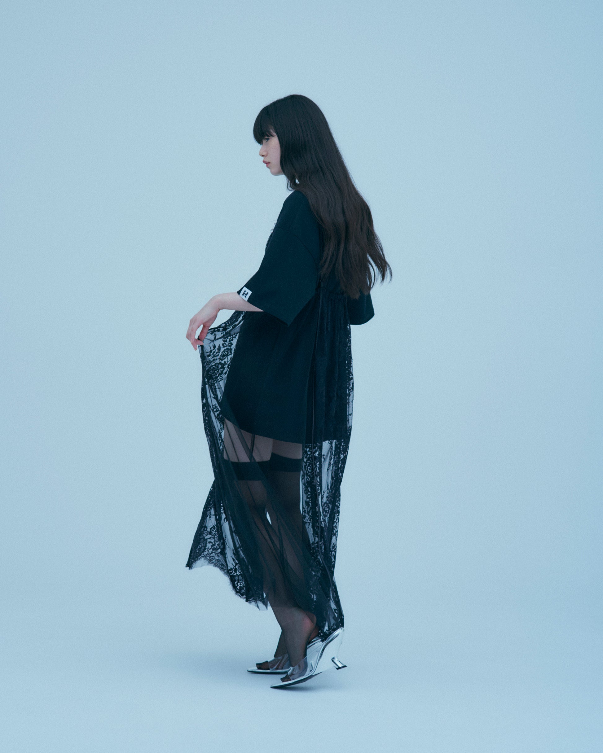 w/LISA (ウィズリサ) | LACE LAYERED DRESS (レースレイヤードドレス) | ワンピース 透け感 ロング シースルー レディース ウィメンズ 女性 大人 黒 ブラック マキシ 丈 ロング ドメスティック ブランド