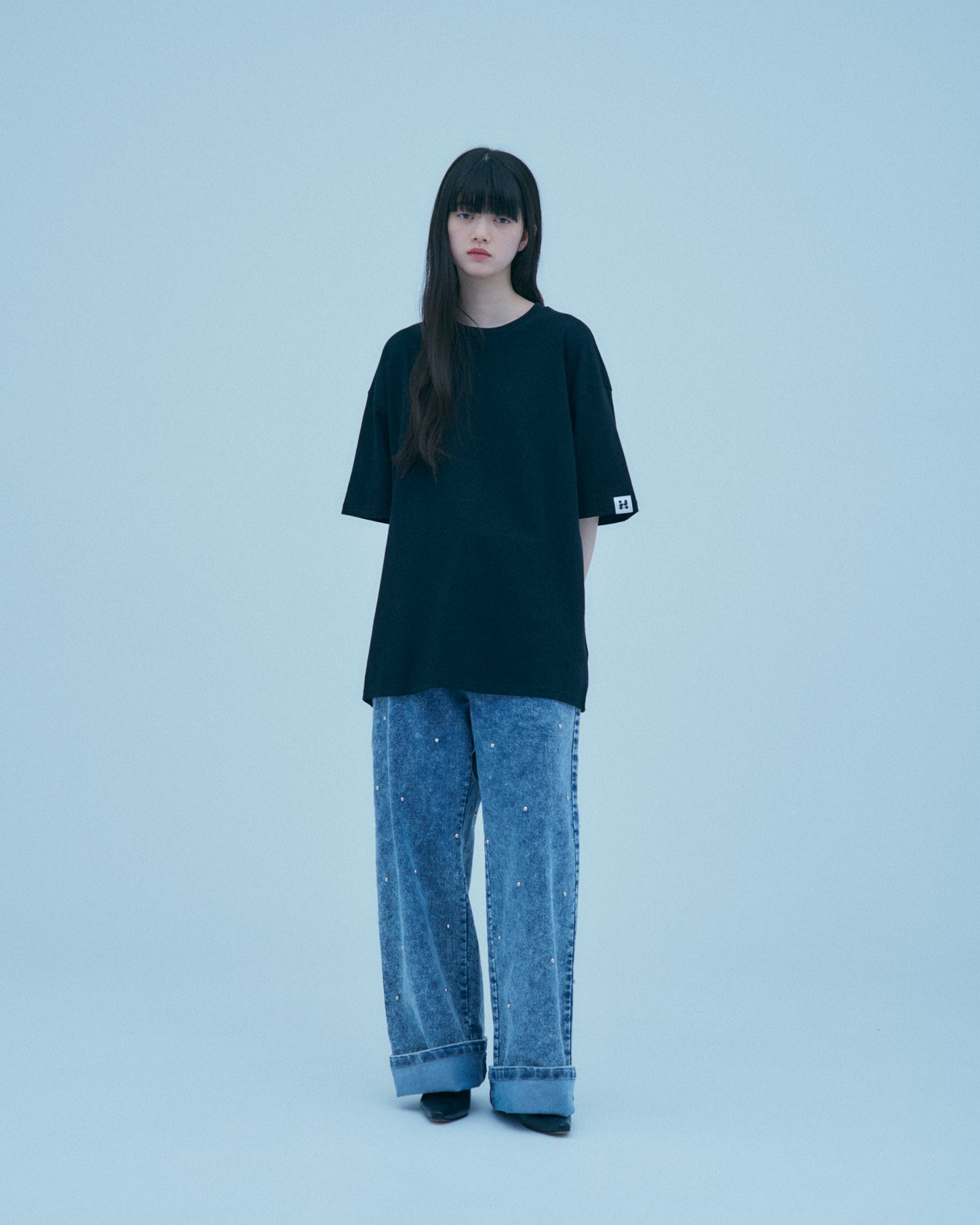 w/LISA (ウィズリサ) | 【UNISEX】OVERSIZED T-SHIRT (ユニセックスオーバーサイズTシャツ) | カットソー Tee ビッグ シルエット ウィメンズ レディース ユニセックス 黒 白 ブラック ホワイト クルーネック ワイド コットン