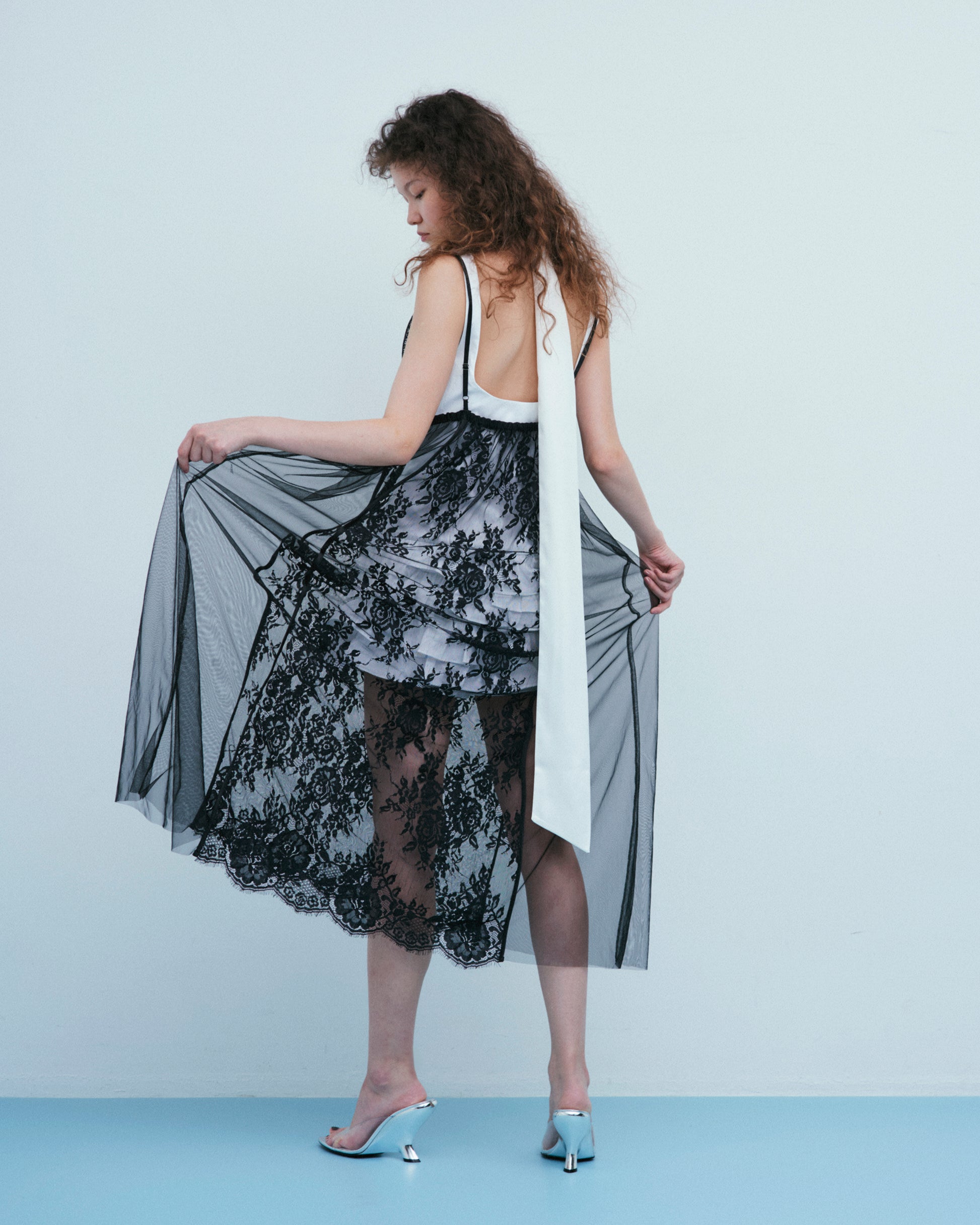 w/LISA (ウィズリサ) | LACE LAYERED DRESS (レースレイヤードドレス) | ワンピース 透け感 ロング シースルー レディース ウィメンズ 女性 大人 黒 ブラック マキシ 丈 ロング ドメスティック ブランド