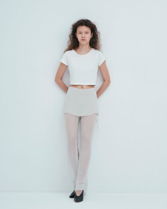 w/LISA (ウィズリサ) | CROPPED T-SHIRT (クロップドTシャツ) | カットソー  Tee タイト ジャスト シルエット ウィメンズ レディース ユニセックス 黒 白 ブラック ホワイト クルーネック コットン 小さい