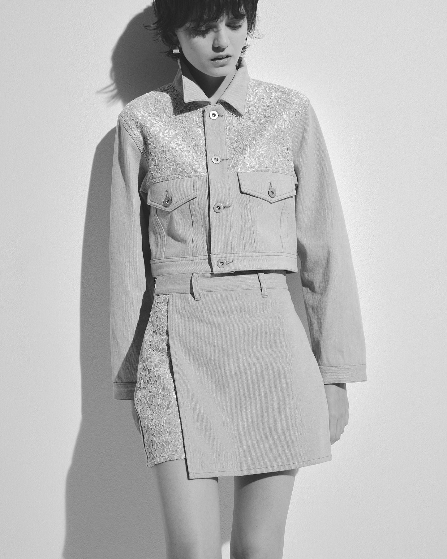 w/LISA (ウィズリサ) | LACE DENIM JACKET (レースデニムジャケット) | ブルゾン セットアップ トラッカー ライトブルー インディゴ レディース ウィメンズ 女性 セットアップ 上着 トップス