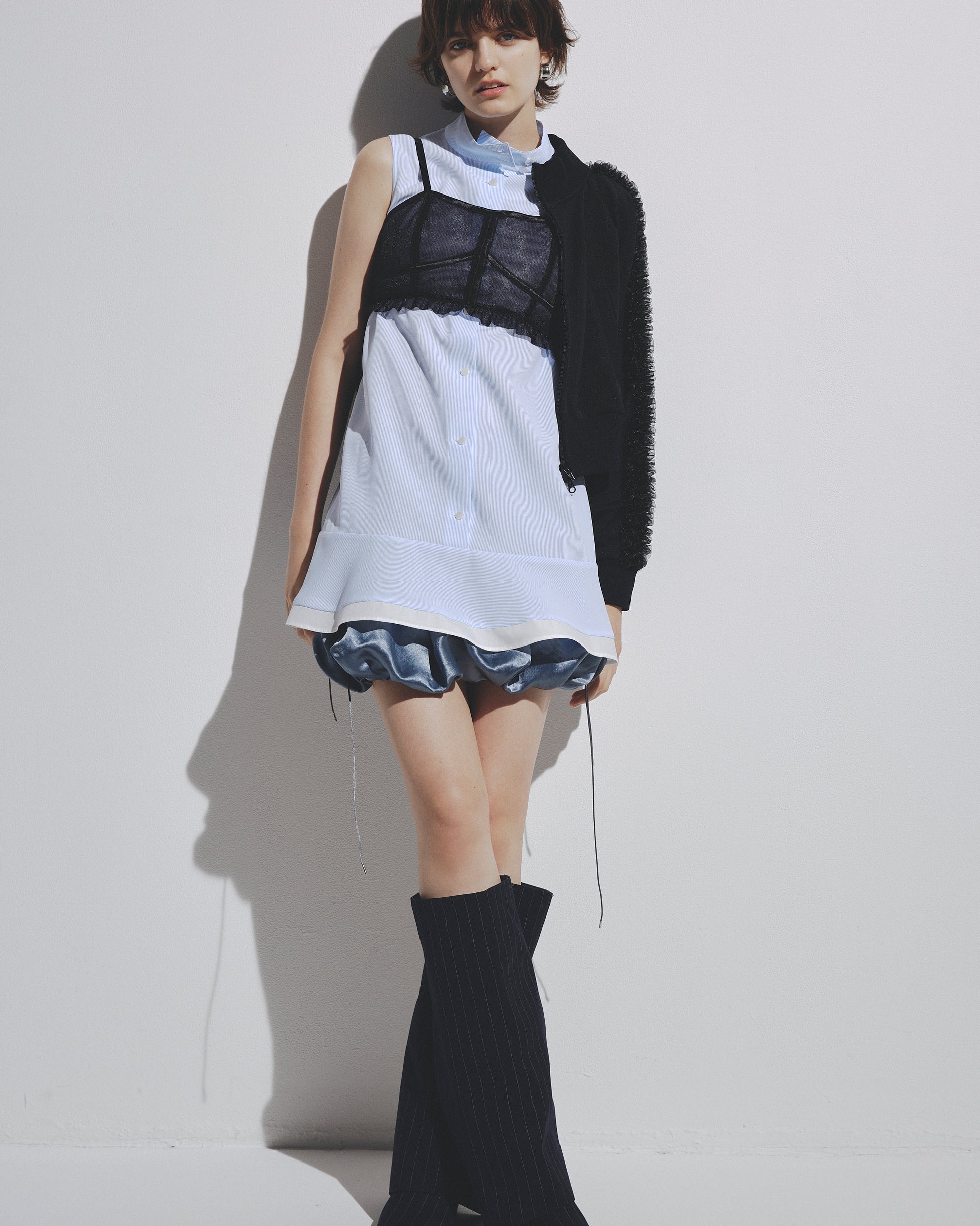 w/LISA (ウィズリサ) | BALLOON TOPS 2WAY SKIRT(バルーントップス2ウェイスカート) | サテン 光沢  ノースリーブ レディース 女性 ウィメンズ ショート