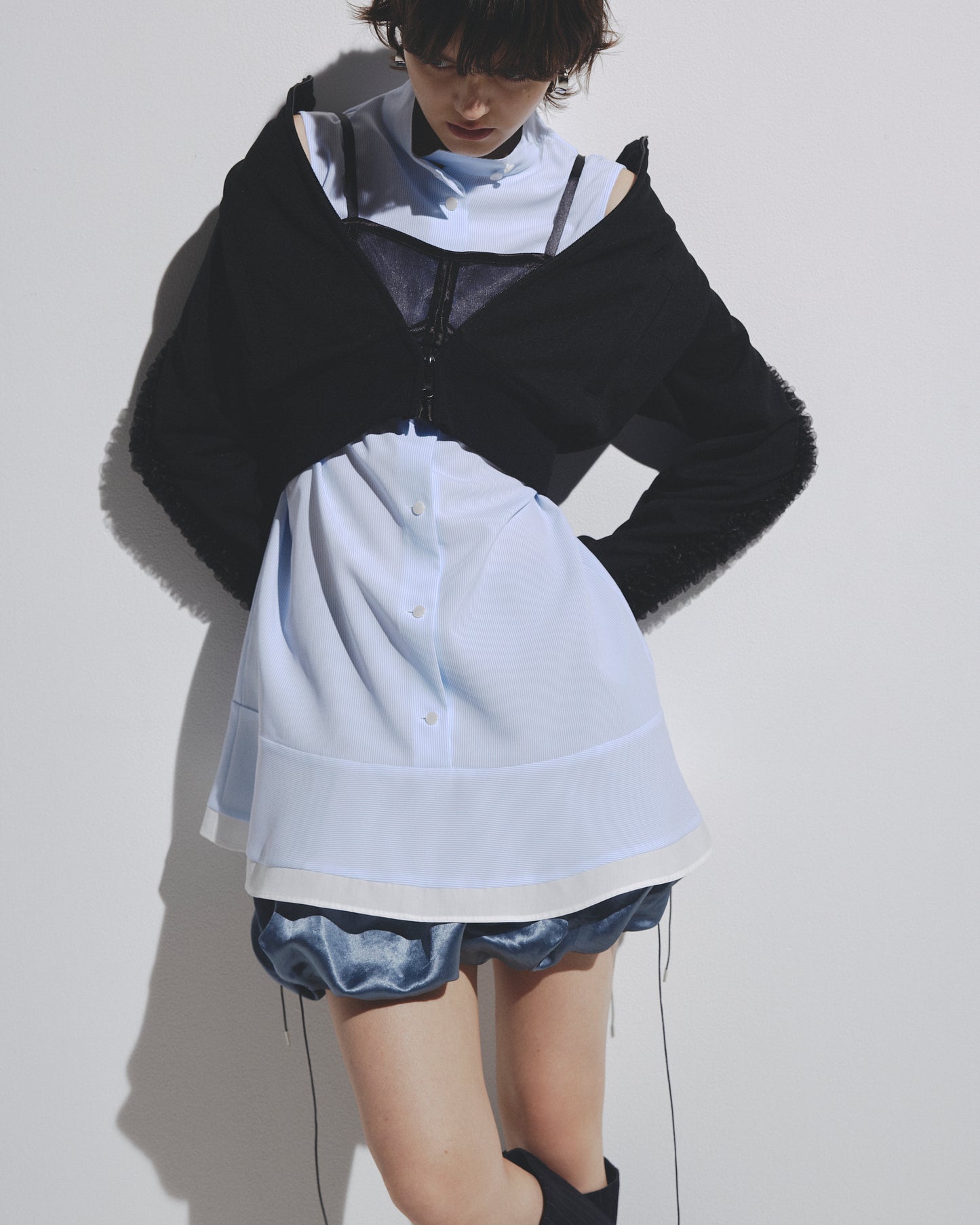 w/LISA (ウィズリサ) | BALLOON TOPS 2WAY SKIRT(バルーントップス2ウェイスカート) | サテン 光沢  ノースリーブ レディース 女性 ウィメンズ ブランド ショート丈