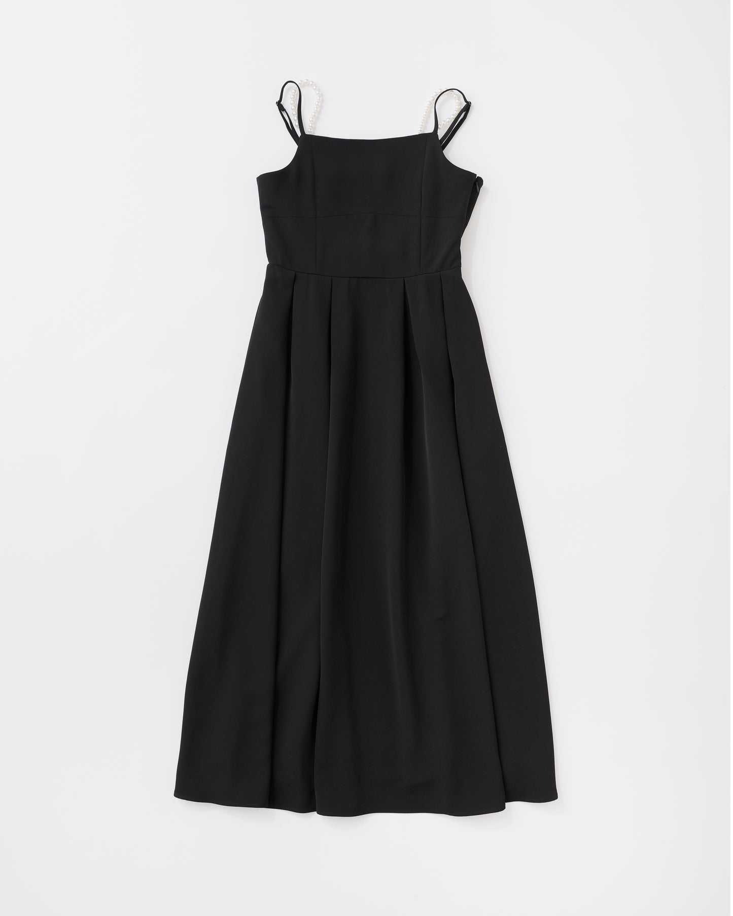 w/LISA (ウィズリサ) | PEARL CAMISOLE DRESS (パールキャミソールドレス) | ワンピース ミモレ 丈 真珠 冠婚葬祭 ノースリーブ レス 女性 ウィメンズ レディース プリーツ キレイめ モード カジュアル ブラック 黒 ドメスティック ブランド