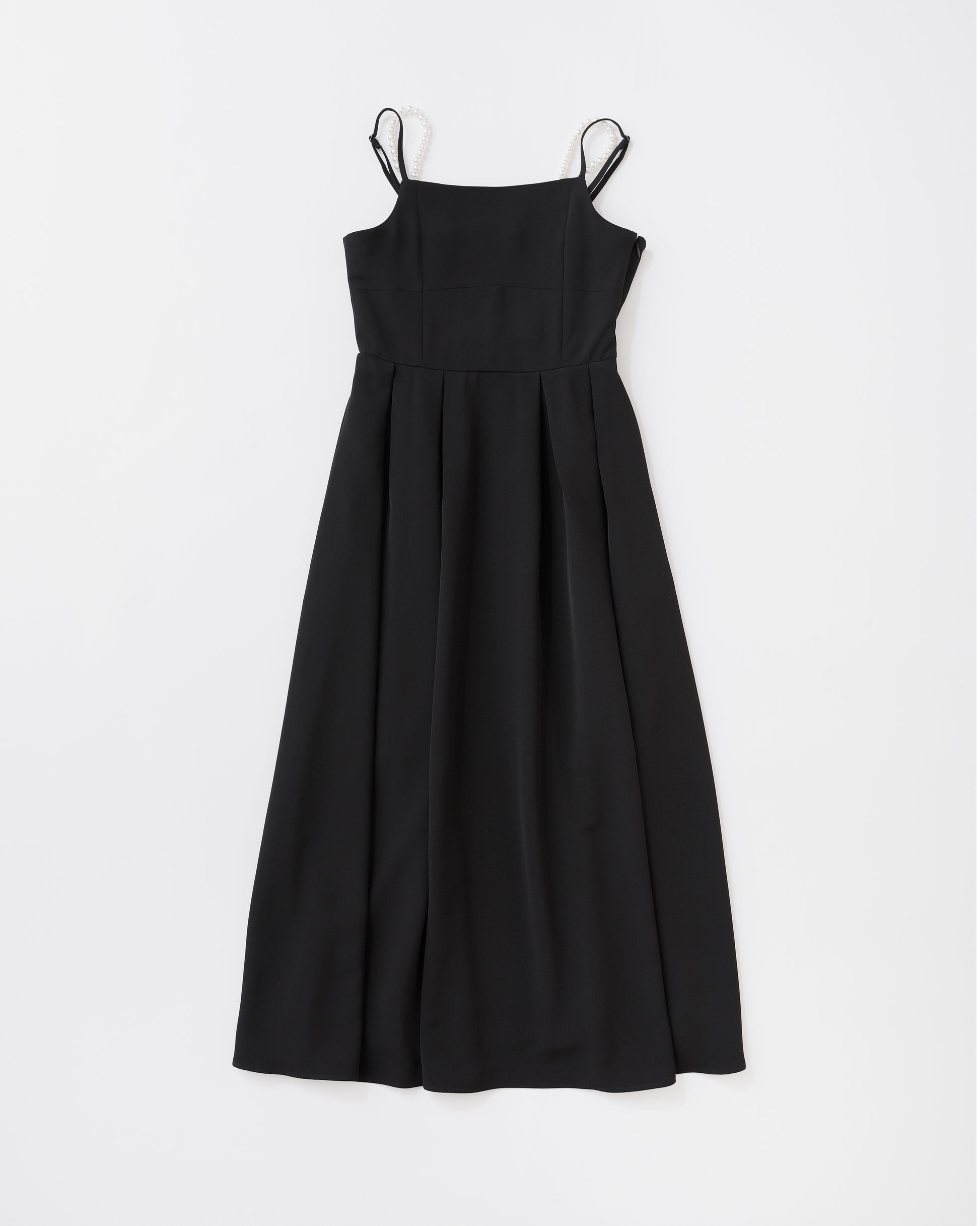 w/LISA (ウィズリサ) | PEARL CAMISOLE DRESS (パールキャミソールドレス) | ワンピース ミモレ 丈 真珠 冠婚葬祭 ノースリーブ レス 女性 ウィメンズ レディース プリーツ キレイめ モード カジュアル ブラック 黒 ドメスティック ブランド