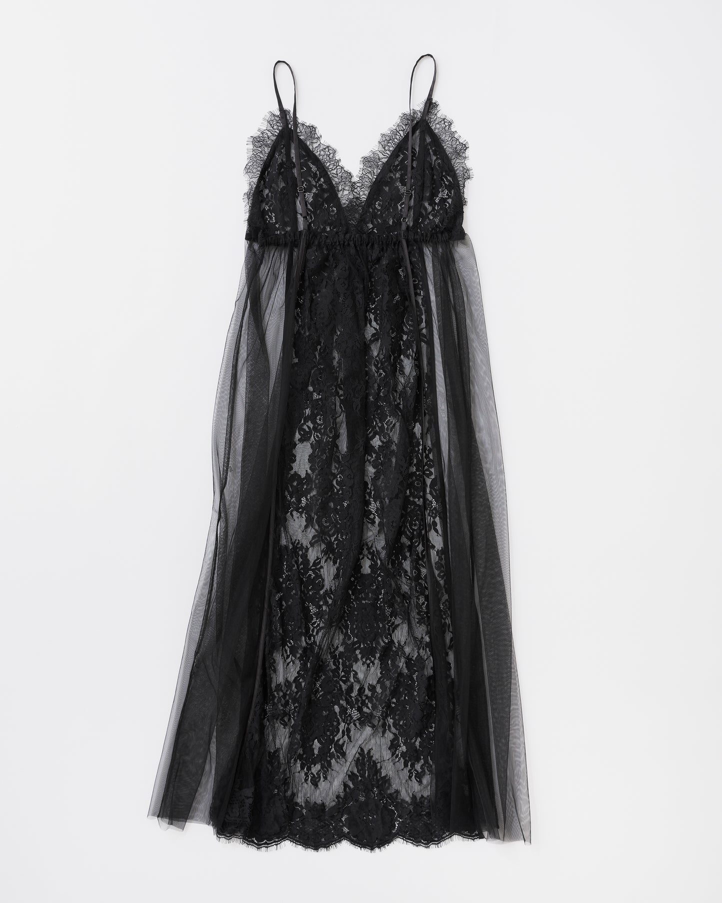w/LISA (ウィズリサ) | LACE LAYERED DRESS (レースレイヤードドレス) | ワンピース 透け感 ロング シースルー レディース ウィメンズ 女性 大人 黒 ブラック マキシ 丈 ロング ドメスティック ブランド