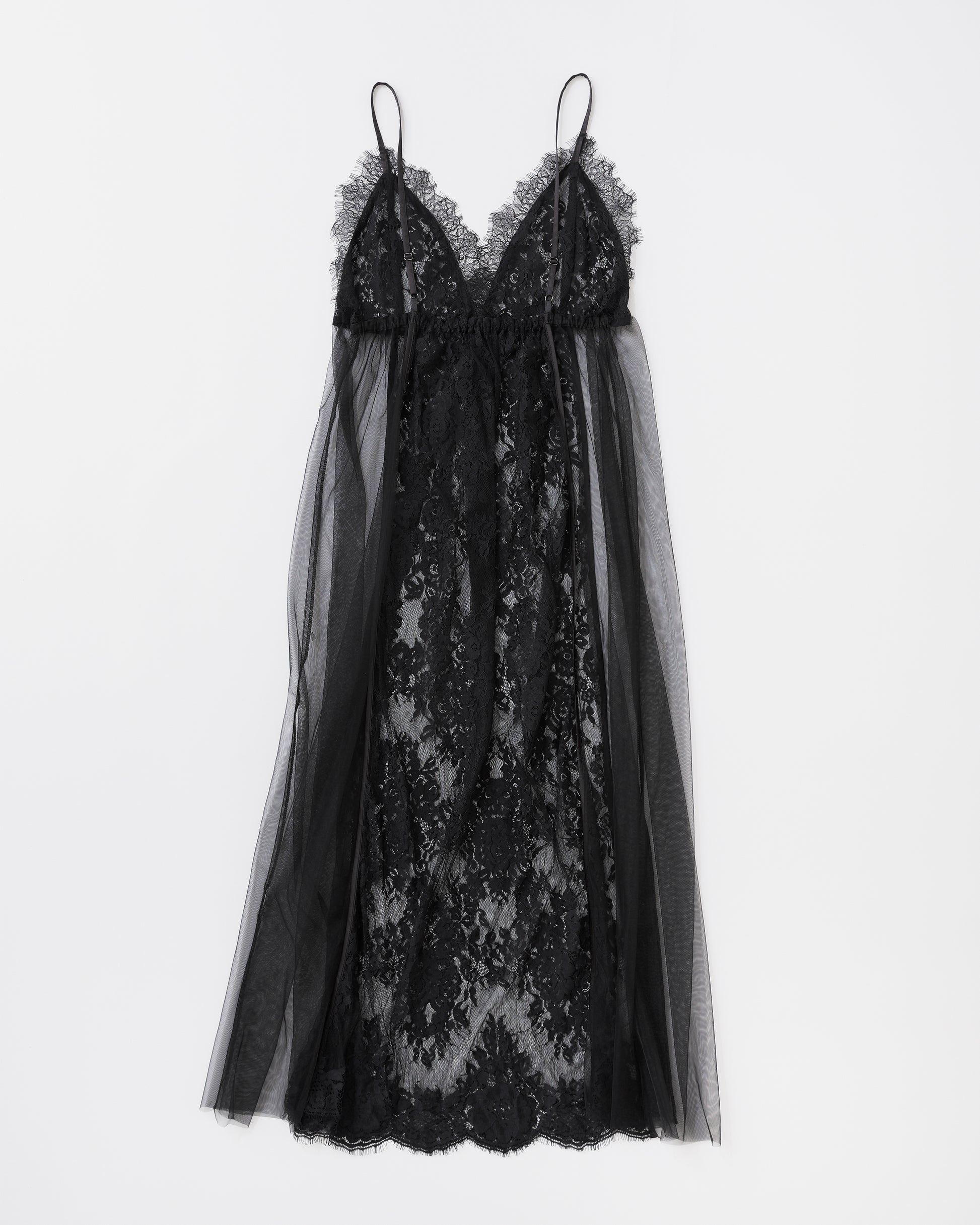 w/LISA (ウィズリサ) | LACE LAYERED DRESS (レースレイヤードドレス) | ワンピース 透け感 ロング シースルー レディース ウィメンズ 女性 大人 黒 ブラック マキシ 丈 ロング ドメスティック ブランド