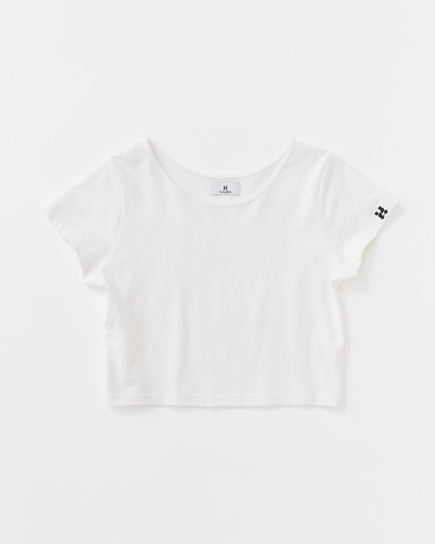 w/LISA (ウィズリサ) | CROPPED T-SHIRT (クロップドTシャツ) | カットソー  Tee タイト ジャスト シルエット ウィメンズ レディース ユニセックス 黒 白 ブラック ホワイト クルーネック コットン 小さい