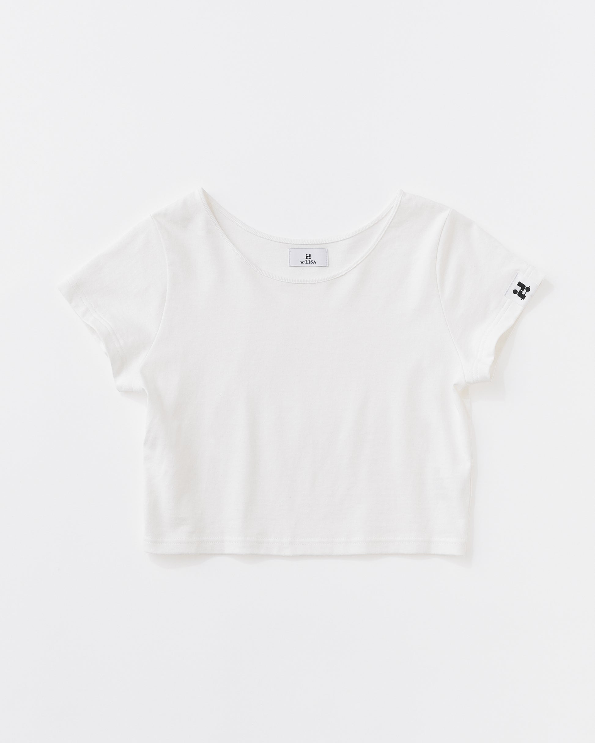 w/LISA (ウィズリサ) | CROPPED T-SHIRT (クロップドTシャツ) | カットソー  Tee タイト ジャスト シルエット ウィメンズ レディース ユニセックス 黒 白 ブラック ホワイト クルーネック コットン 小さい