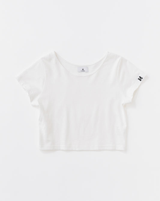 w/LISA (ウィズリサ) | CROPPED T-SHIRT (クロップドTシャツ) | カットソー  Tee タイト ジャスト シルエット ウィメンズ レディース ユニセックス 黒 白 ブラック ホワイト クルーネック コットン 小さい