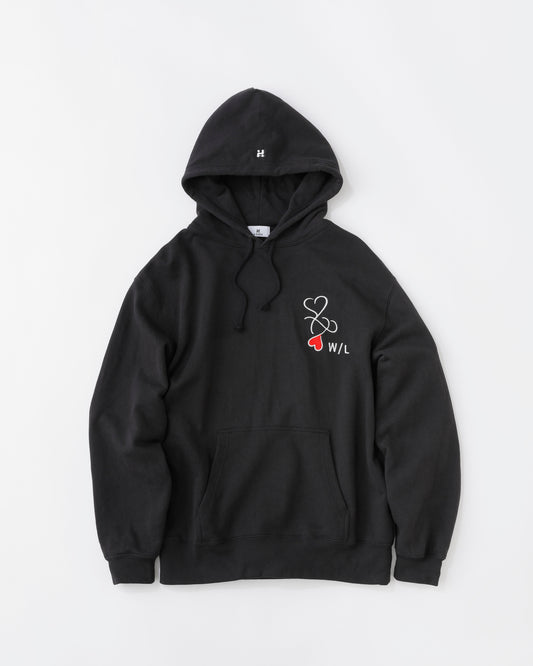 w/LISA (ウィズリサ) | W/L HEART LOGO OVERSIZED HOODIE (ハートロゴオーバーサイズフーディー) | スウェット パーカー プリント ユニセックス メンズ レディース 女性 ウィメンズ ストリート スポーツ ブランド