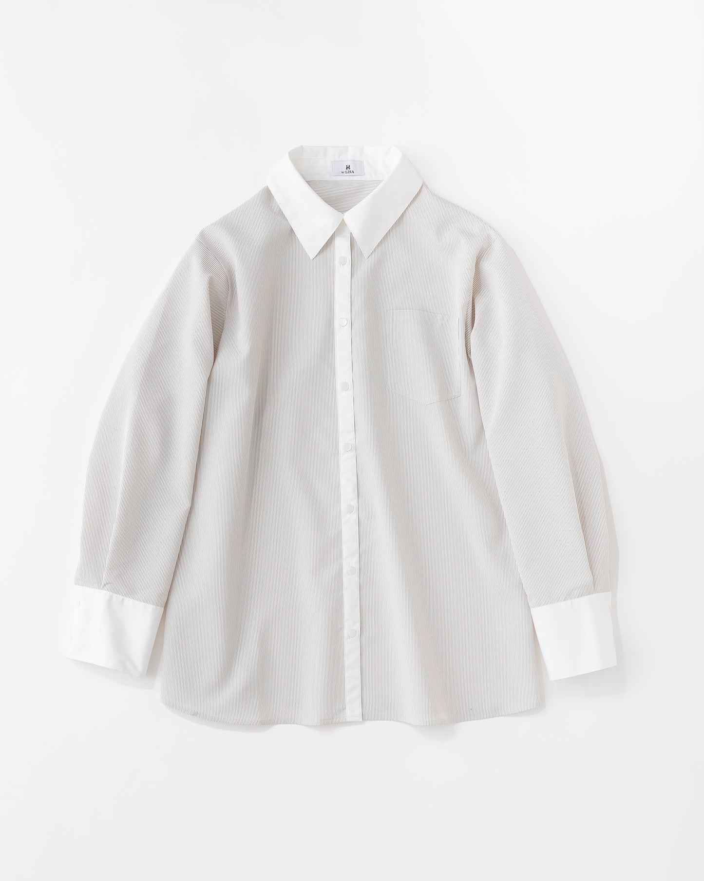 w/LISA (ウィズリサ) | STRIPE SHIRT (ストライプシャツ) | レディース 女性 ウィメンズ カラー  切り替え ベーシック ベージュ ブランド プレッピー