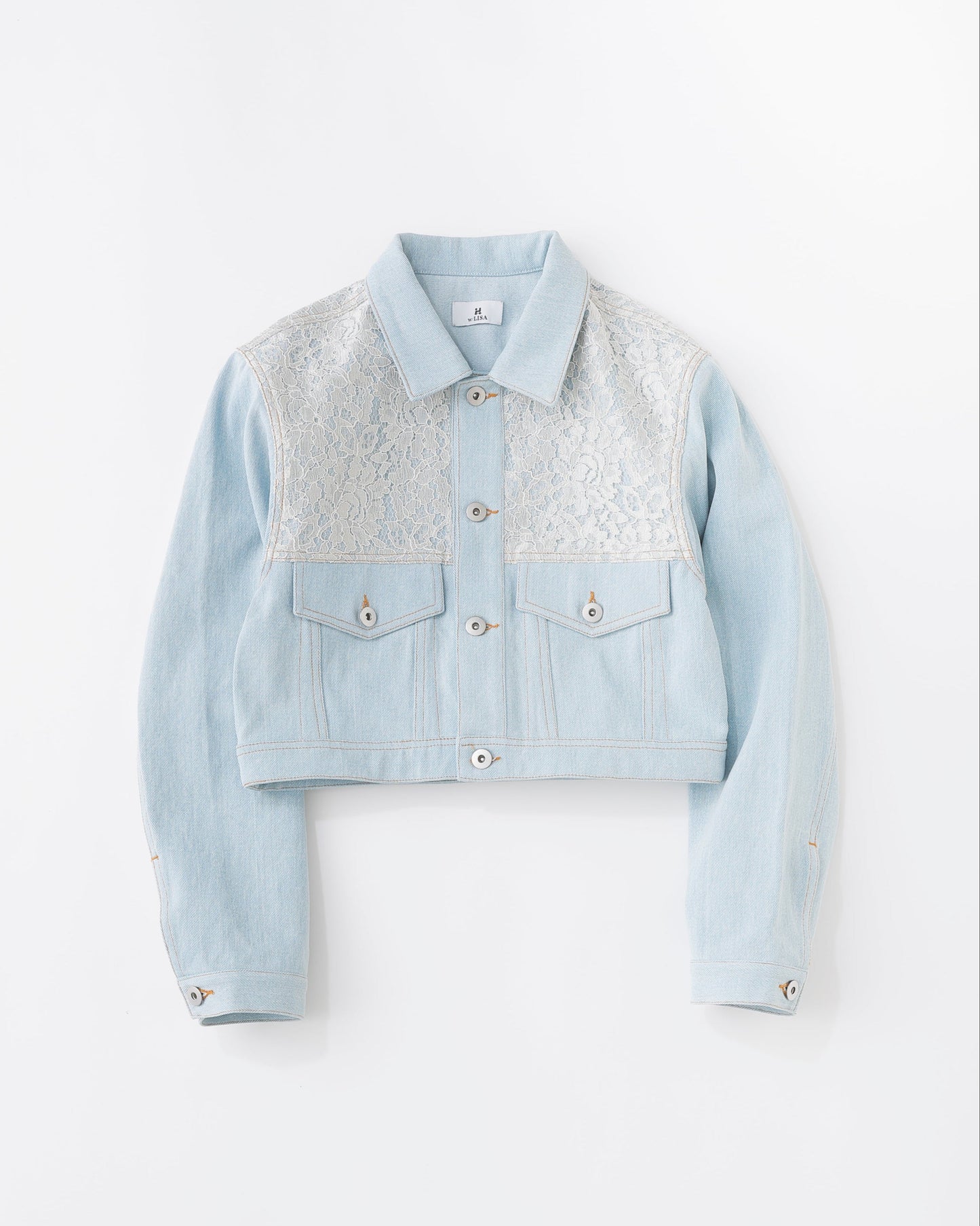 w/LISA (ウィズリサ) | LACE DENIM JACKET (レースデニムジャケット) | セットアップ トラッカー ライトブルー インディゴ レディース ウィメンズ 女性 ブルゾン サックス ショート丈 サード型