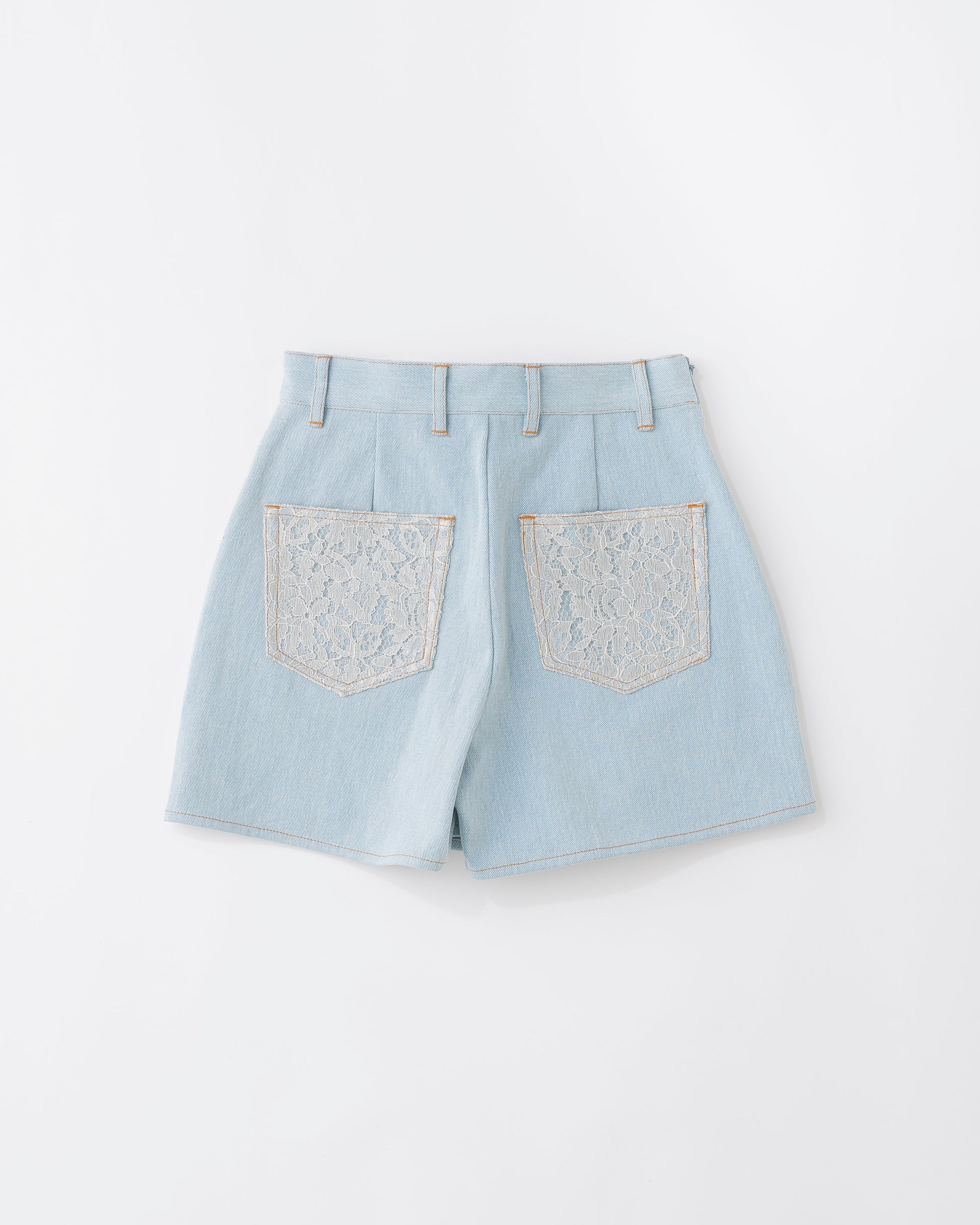 w/LISA (ウィズリサ) | LACE DENIM SKIRT PANTS (レースデニムスカートパンツ) | ショート ボトムス ウィメンズ レディース 女性 インディゴ ライトブルー セットアップ