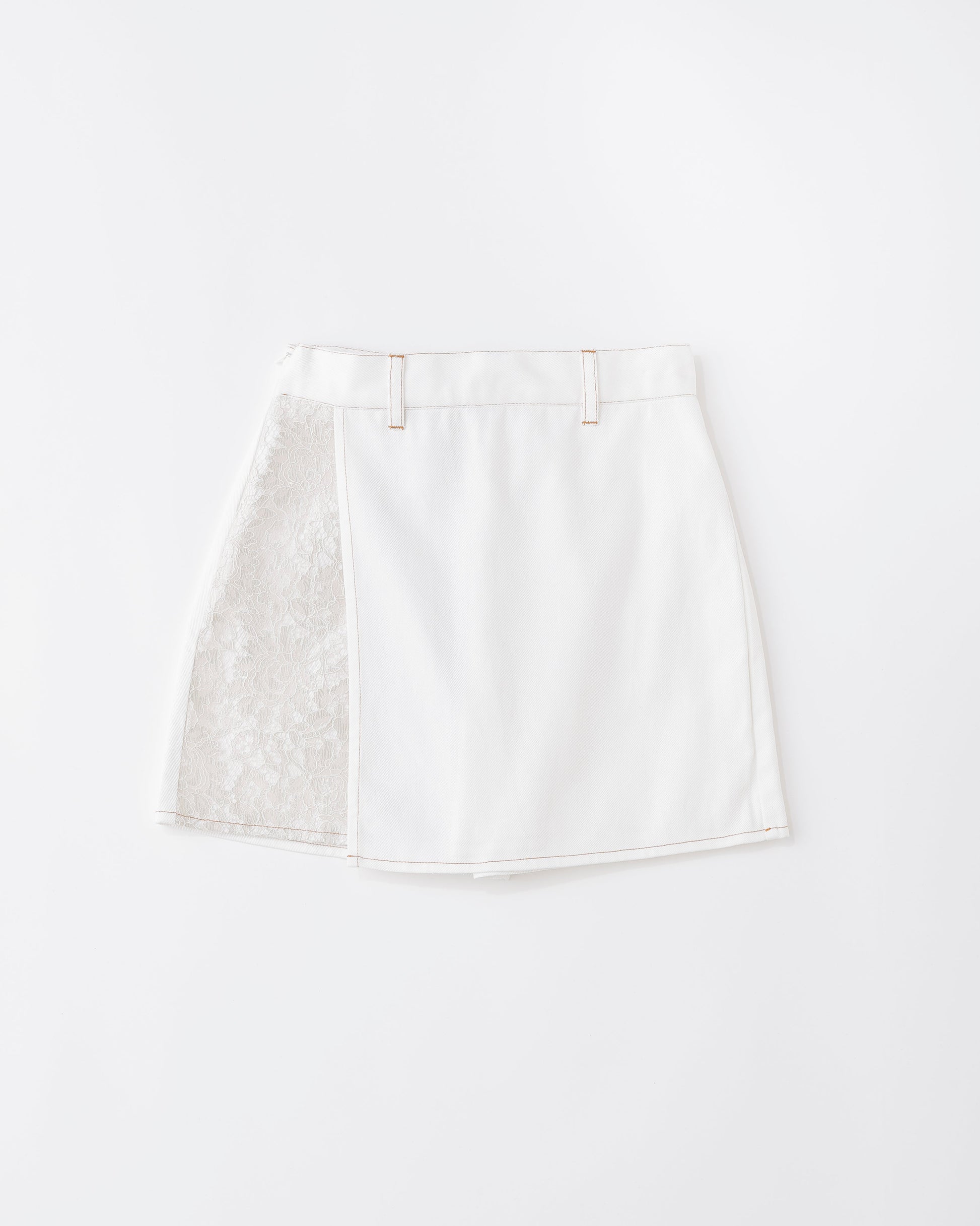 w/LISA (ウィズリサ) | LACE DENIM SKIRT PANTS (レースデニムスカートパンツ) | ショート ボトムス ウィメンズ レディース 女性 インディゴ ライトブルー セットアップ