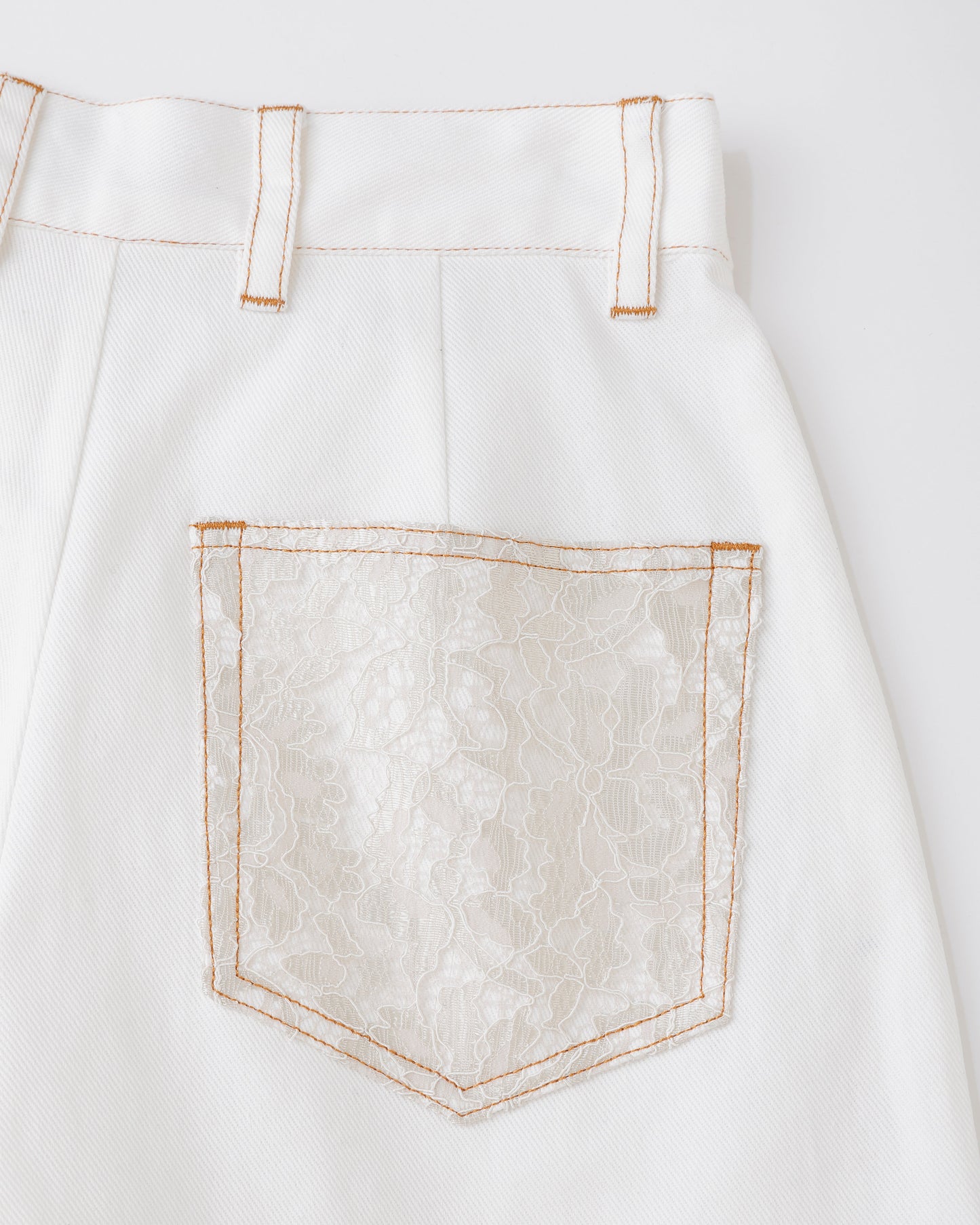 w/LISA (ウィズリサ) | LACE DENIM SKIRT PANTS (レースデニムスカートパンツ) | ショート ボトムス ウィメンズ レディース 女性 インディゴ ライトブルー セットアップ