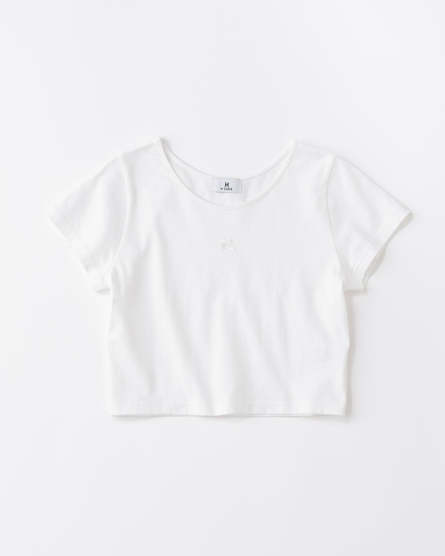 w/LISA (ウィズリサ) | CROPPED T-SHIRT (クロップドTシャツ) | カットソー レディース ウィメンズ 女性 半袖 ショートスリーブ Uネック 短い コットン ベーシック 無地