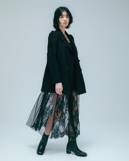 w/LISA (ウィズリサ) | LACE LAYERED DRESS (レースレイヤードドレス) | ワンピース 透け感 ロング シースルー レディース ウィメンズ 女性 大人 黒 ブラック マキシ 丈 ロング ドメスティック ブランド