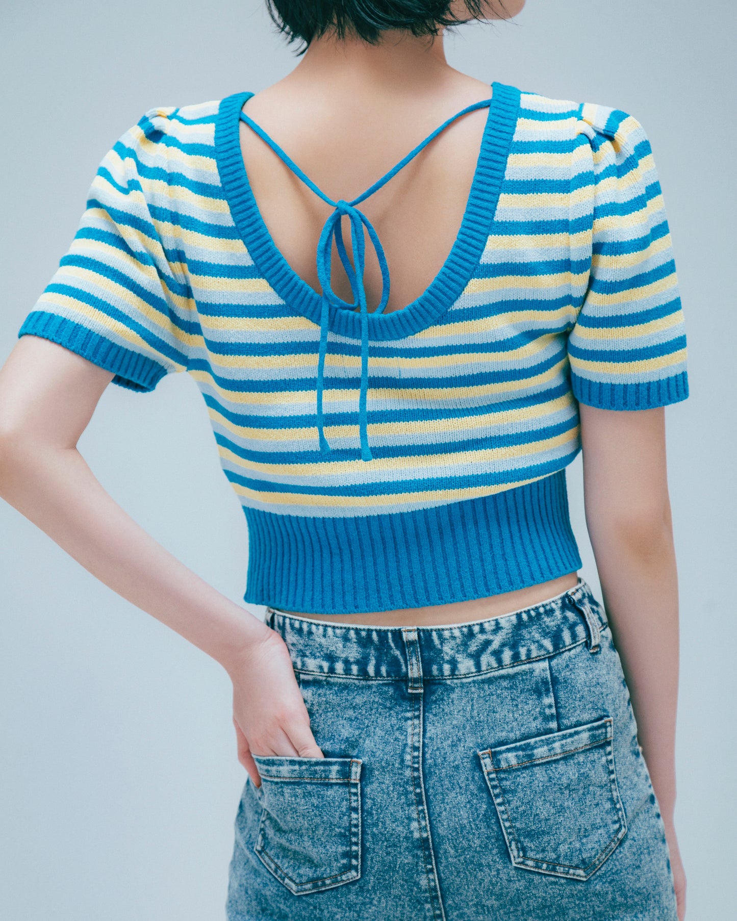 w/LISA (ウィズリサ) | STUDS DENIM PANTS (スタッズデニムパンツ) | ボトムス ウォッシュ 加工 ケミカル ワイド ストレート インディゴ 薄い ライト ドメスティック ブランド ジーンズ  女性 ウィメンズ レディース 4P ロング フルレングス ブルー 青 セットアップ