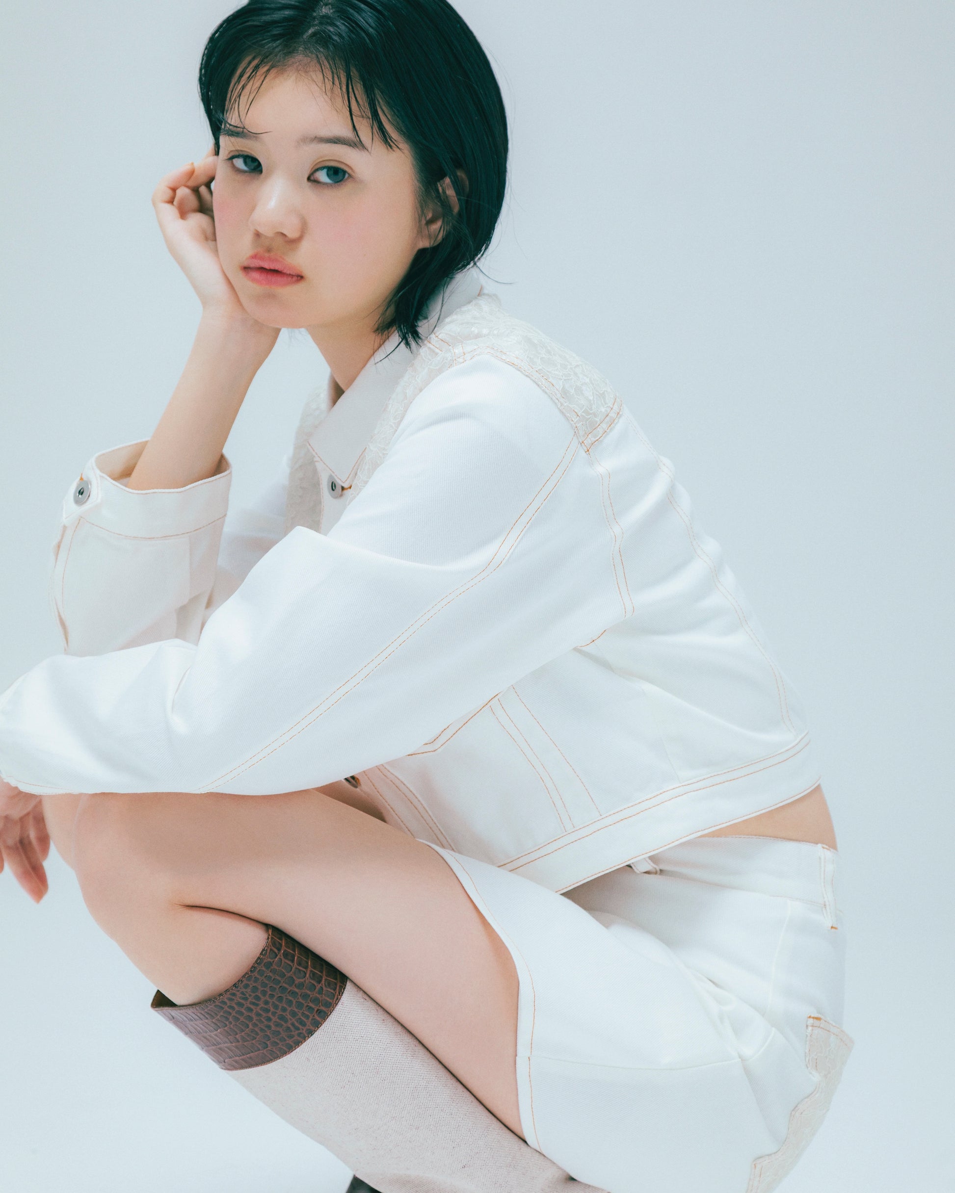 w/LISA (ウィズリサ) | LACE DENIM JACKET (レースデニムジャケット) | セットアップ トラッカー ライトブルー インディゴ レディース ウィメンズ 女性 ブルゾン ホワイト アイボリー ショート丈 ブランド サード型