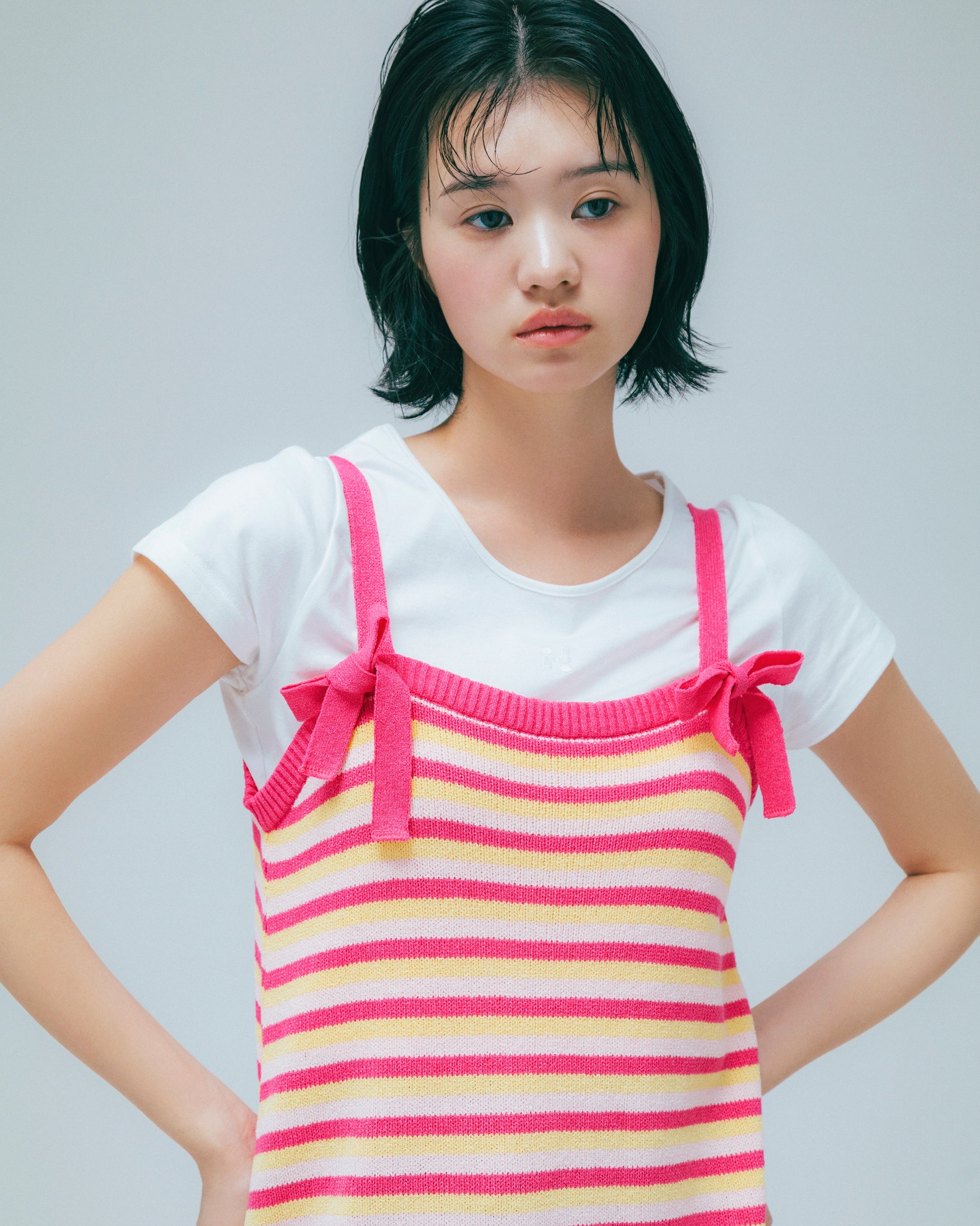 w/LISA (ウィズリサ) | CROPPED T-SHIRT (クロップドTシャツ) | カットソー レディース ウィメンズ 女性 半袖 ショートスリーブ Uネック 短い コットン ベーシック 無地