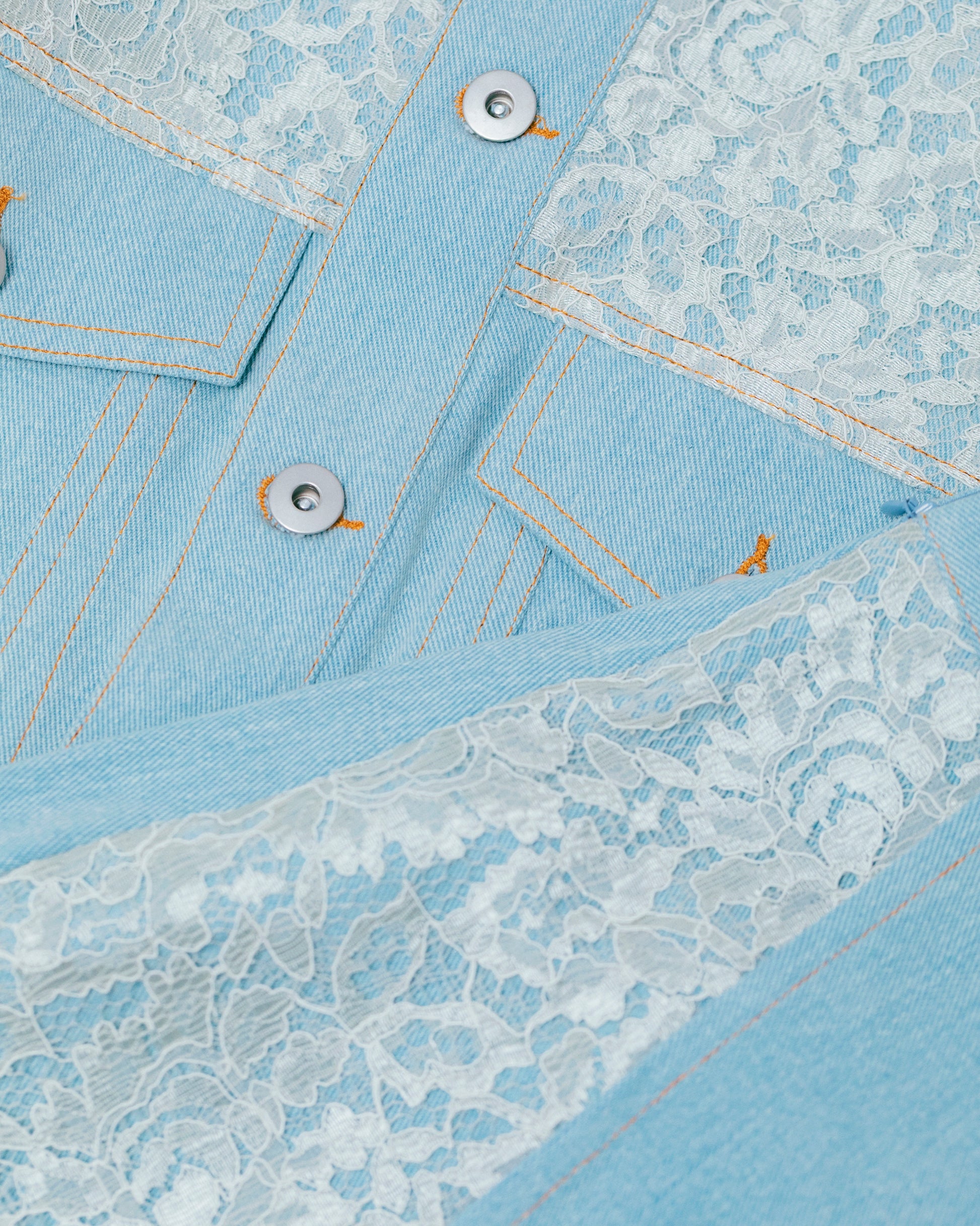 w/LISA (ウィズリサ) | LACE DENIM JACKET (レースデニムジャケット) | セットアップ トラッカー ライトブルー インディゴ レディース ウィメンズ 女性 ブルゾン サックス ショート丈 サード型