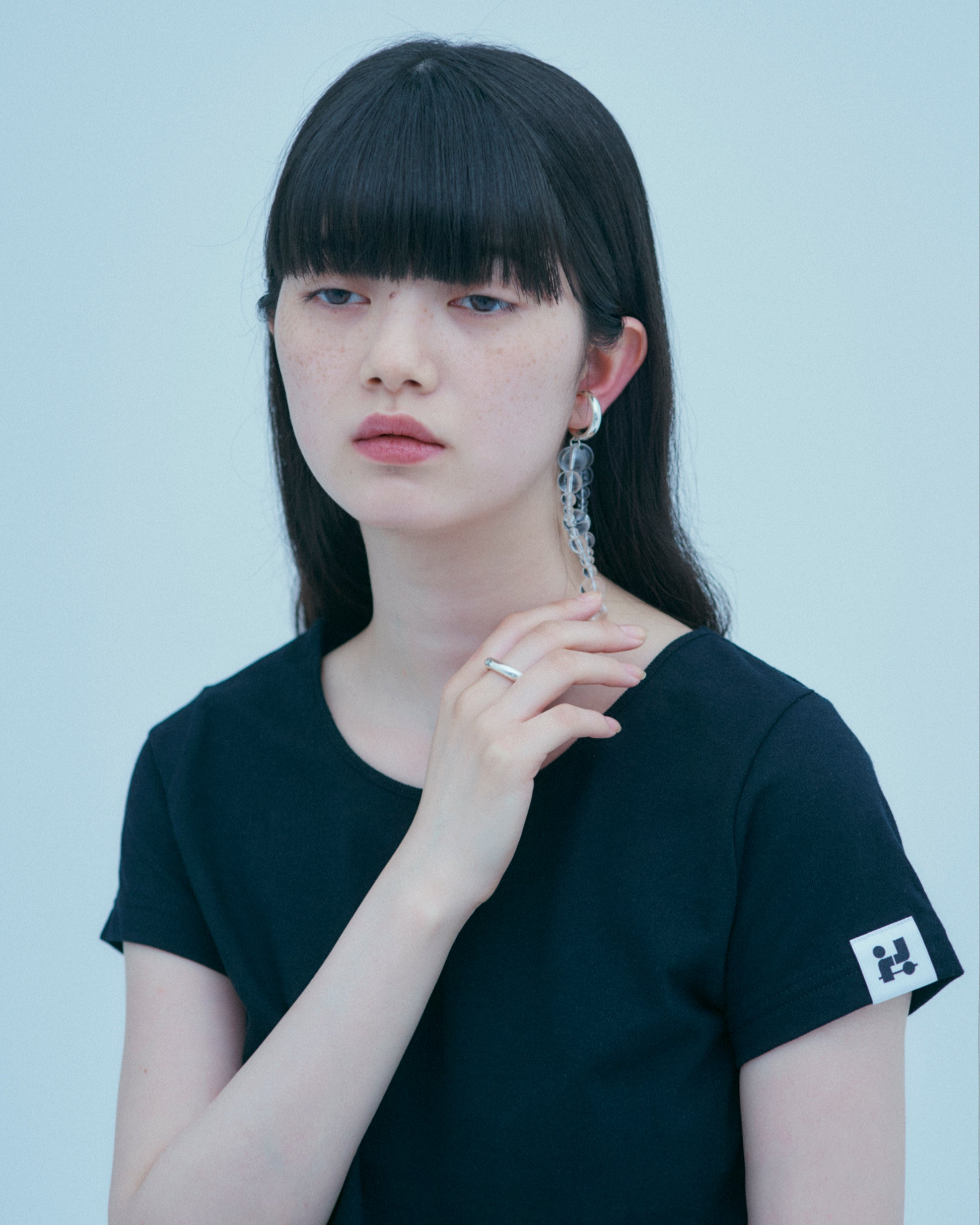 w/LISA (ウィズリサ) | CROPPED T-SHIRT (クロップドTシャツ) | カットソー  Tee タイト ジャスト シルエット ウィメンズ レディース ユニセックス 黒 白 ブラック ホワイト クルーネック コットン 小さい