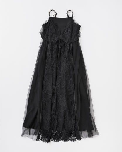 w/LISA (ウィズリサ) | LACE LAYERED DRESS (レースレイヤードドレス) | ワンピース 透け感 ロング シースルー レディース ウィメンズ 女性 大人 黒 ブラック マキシ 丈 ロング ドメスティック ブランド
