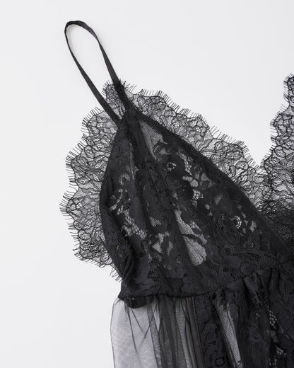 w/LISA (ウィズリサ) | LACE LAYERED DRESS (レースレイヤードドレス) | ワンピース 透け感 ロング シースルー レディース ウィメンズ 女性 大人 黒 ブラック マキシ 丈 ロング ドメスティック ブランド