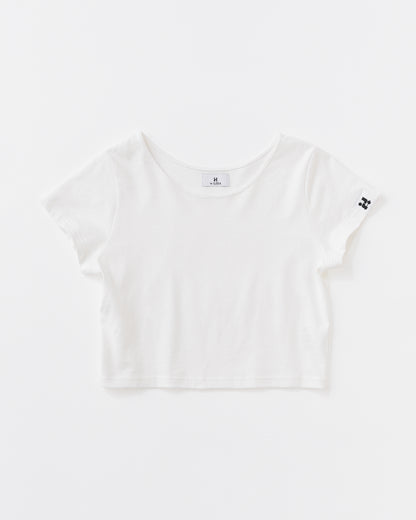 w/LISA (ウィズリサ) | CROPPED T-SHIRT (クロップドTシャツ) | カットソー  Tee タイト ジャスト シルエット ウィメンズ レディース ユニセックス 黒 白 ブラック ホワイト クルーネック コットン 小さい
