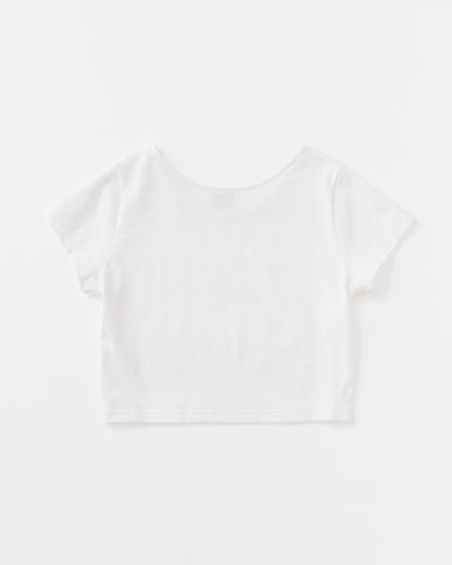 w/LISA (ウィズリサ) | CROPPED T-SHIRT (クロップドTシャツ) | カットソー  Tee タイト ジャスト シルエット ウィメンズ レディース ユニセックス 黒 白 ブラック ホワイト クルーネック コットン 小さい