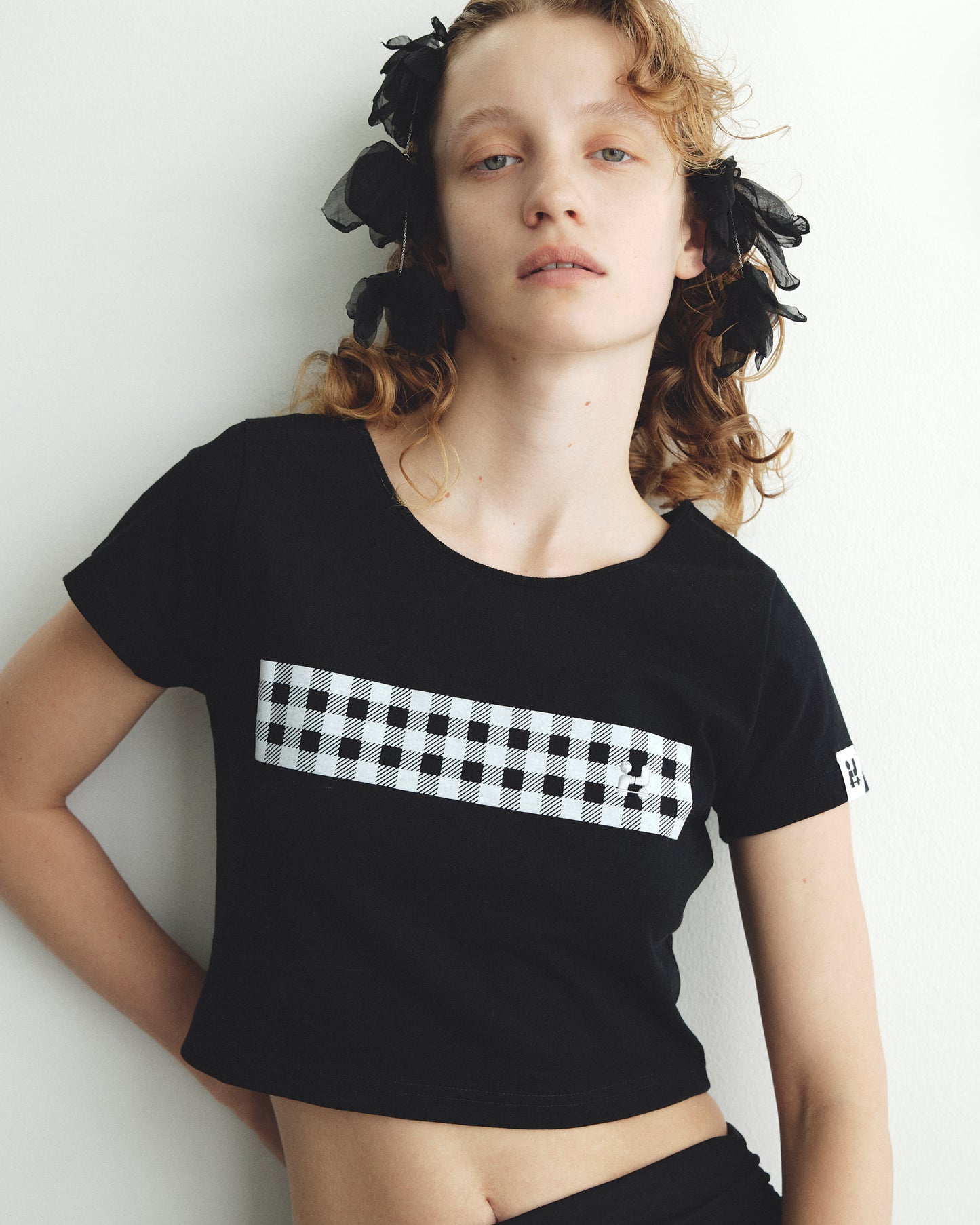 CHECK CROPPED T-SHIRT