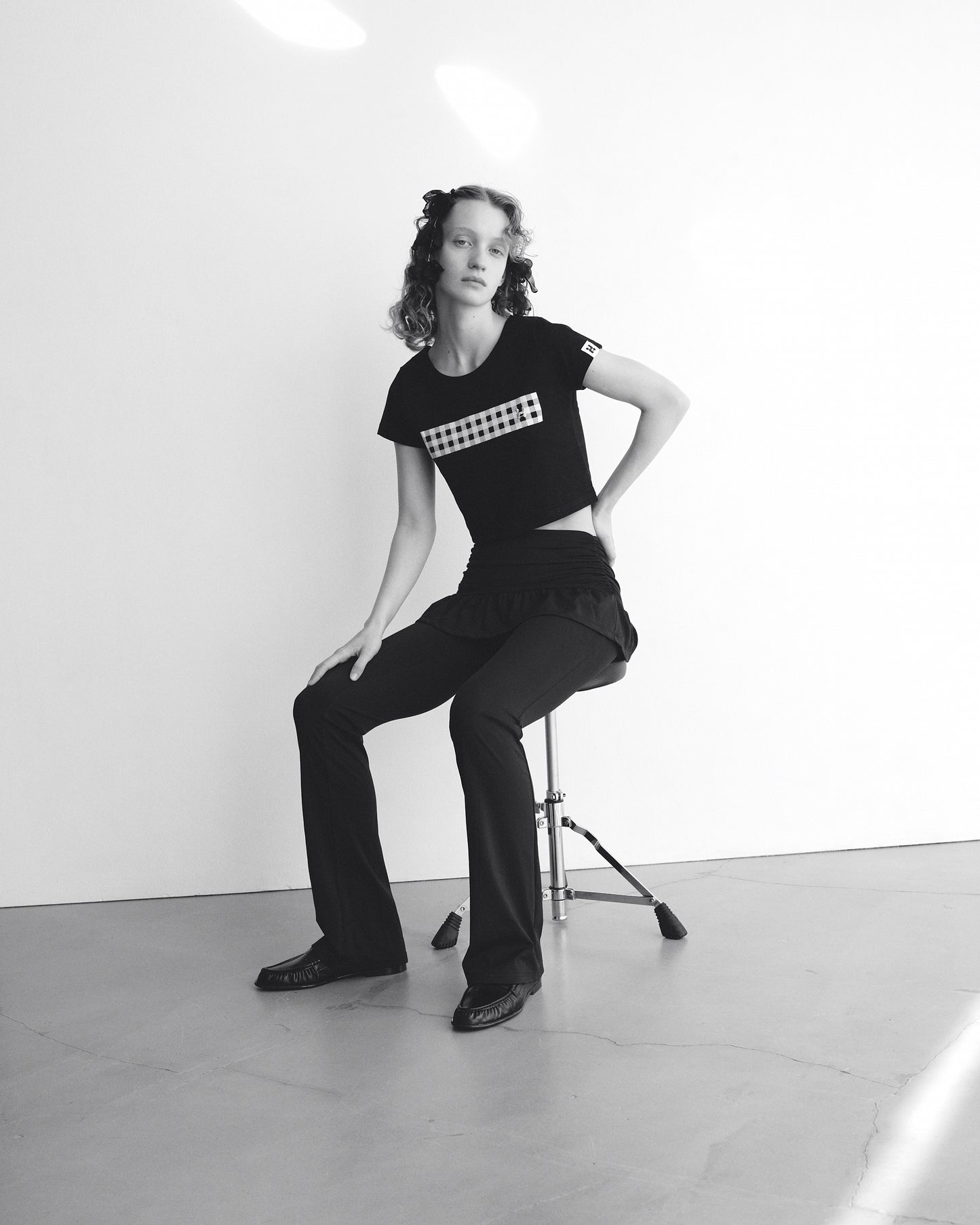 CHECK CROPPED T-SHIRT