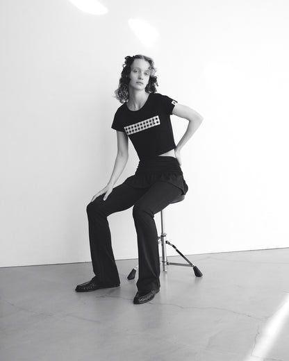 CHECK CROPPED T-SHIRT