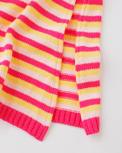 w/LISA (ウィズリサ) | TOWELLING KNIT DRESS (タオル生地ニットワンピース) | ボーダー 柄 半袖 ノースリーブ レディース 女性 ウィメンズ リボン スリット