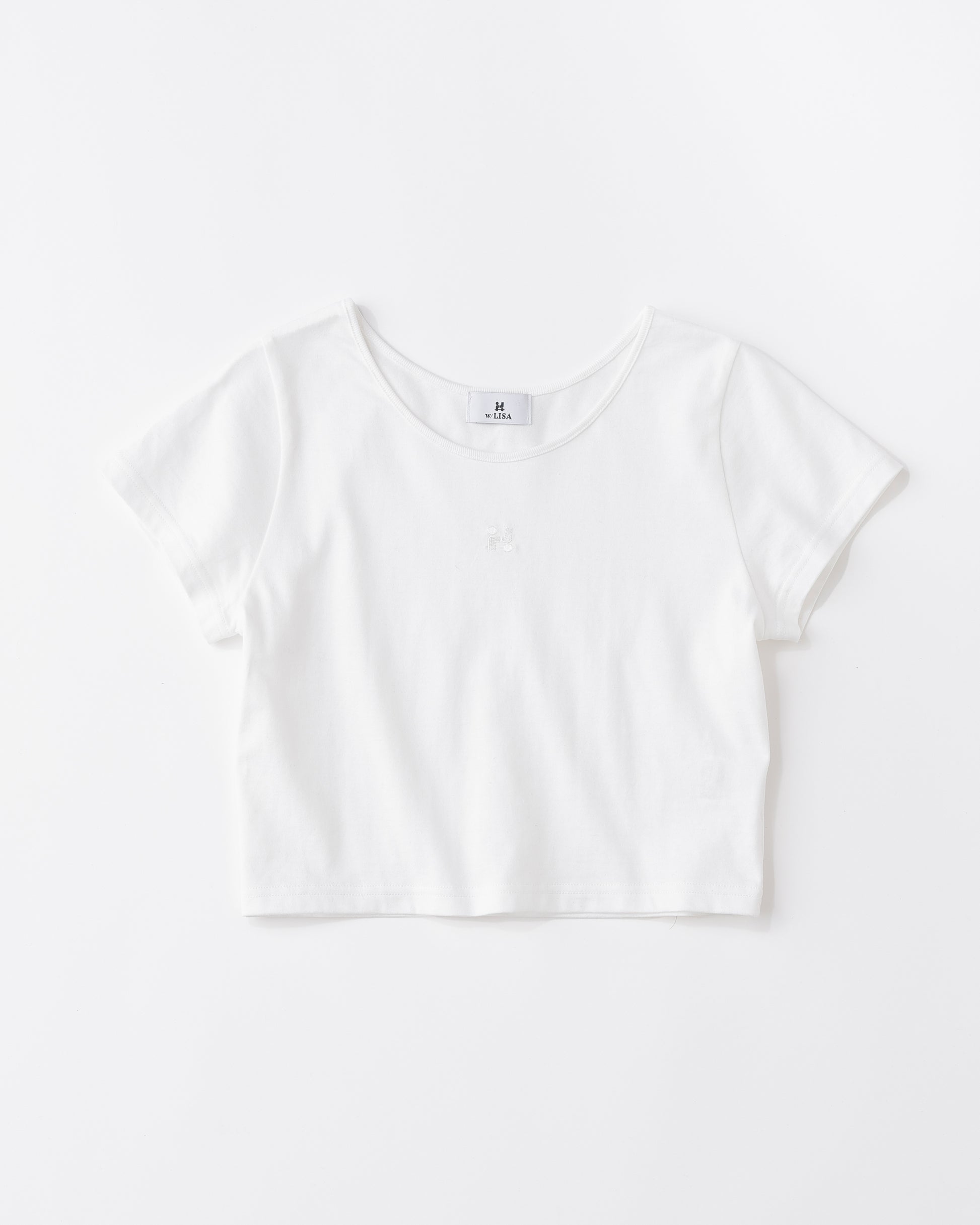 w/LISA (ウィズリサ) | CROPPED T-SHIRT (クロップドTシャツ) | カットソー レディース ウィメンズ 女性 半袖 ショートスリーブ Uネック 短い コットン ベーシック 無地 
